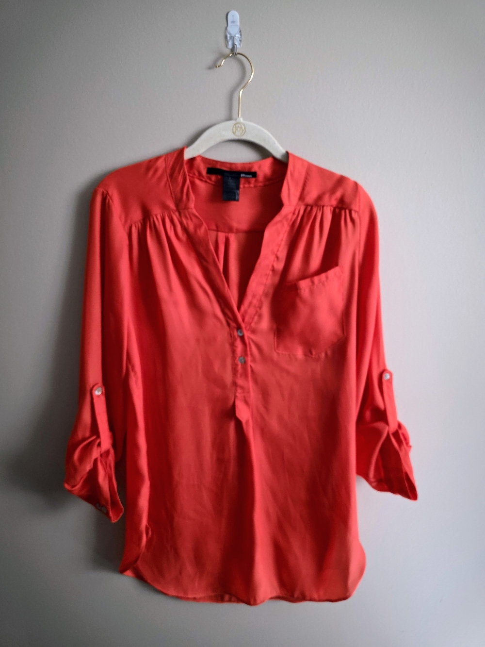 Bright Red Women's Button-Front Blouse